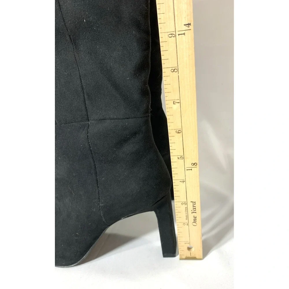 Mango MNG Suede Boots Womens 37 Black Knee High Slim 3